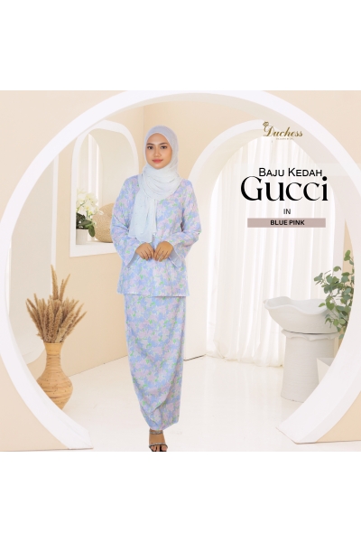 BAJU KEDAH GUCCI - BLUE PINK